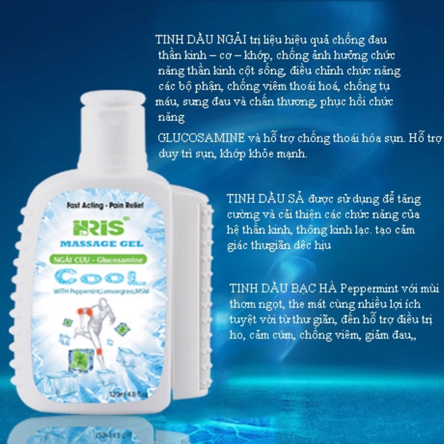 Dầu lạnh NGẢI CỨU  GLUCOSAMINE tinh dầu bạc hà 120ML