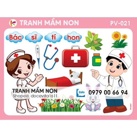 Decal Mầm Non - GÓC PHÂN VAI (Bé làm bác sĩ) PV-021