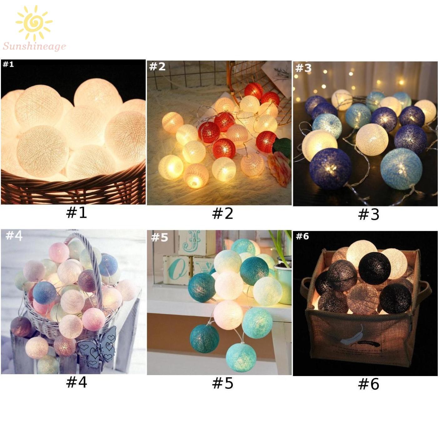 Dây Đèn Led 10 Bóng Hình Quả Cầu Cotton Trang Trí Phòng Ngủ / Tiệc Cưới