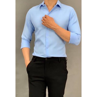 Áo sơ mi lụa trơn không nhăn from body kiểu dáng hàn quốc