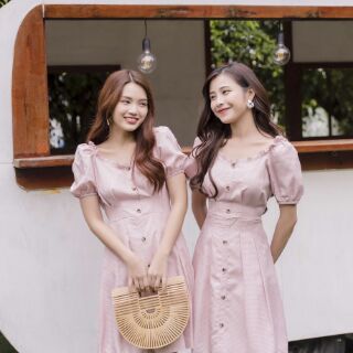 [THANH LÝ SHOP] ĐẦM CARO NÚT GỖ TIỂU THƯ SIÊU XINH
