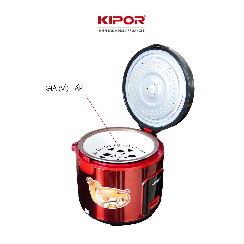 Nồi cơm điện KIPOR KP-N55918-1.8L-Lòng nồi niêu chống dính CERAMIC chống trầy xước dầy 3mm-Bảo hành tại nhà 12 tháng