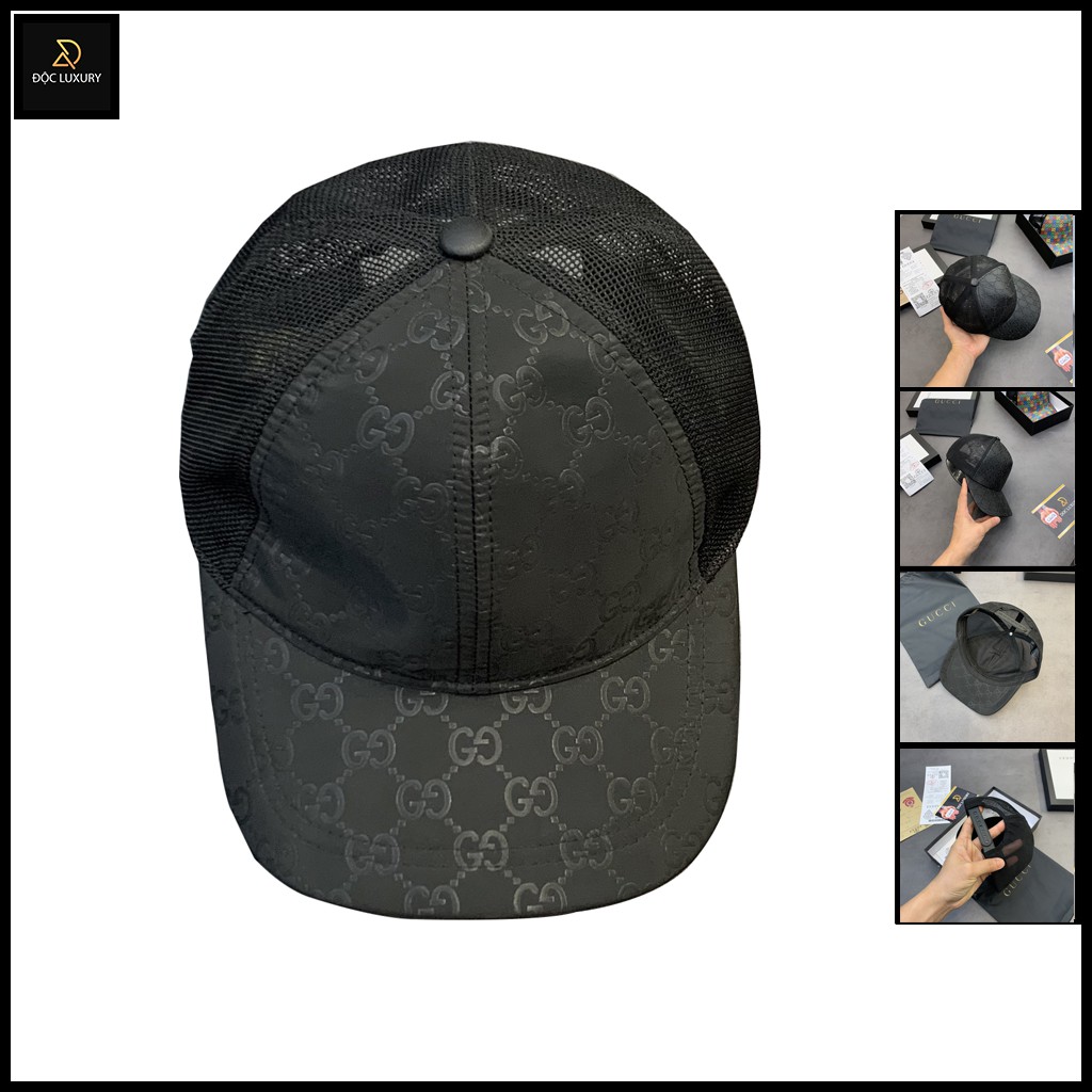 Mũ vải gucci nam nữ phong cách truyền thống form chuẩn vân gc đen GCDEN