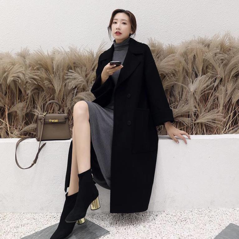 Áo Khoác Dạ Nữ ANOKO , Áo Dạ Dáng Dài Manto Mùa Đông Thời Trang Màu Đen Dày Ấm Cài Cúc Trước Có Túi H122 | BigBuy360 - bigbuy360.vn