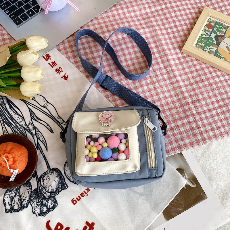 Túi Đeo Chéo Vai Hình Vuông Bằng Nylon Họa Tiết Hoạt Hình Có Thể Điều Chỉnh Kích Thước Cho Nữ