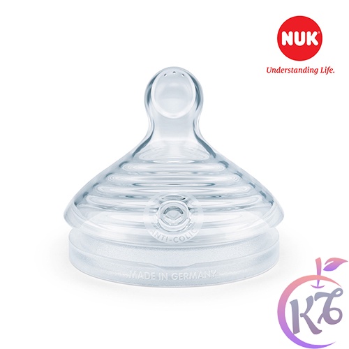 Bộ 2 Núm ty thay bình sữa NUK Nature Sense Silicone cổ rộng size 1S / 1M - 2 cái/vỹ - (0-6 tháng) - 