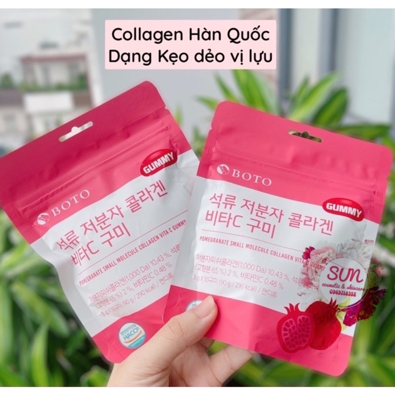 Kẹo dẻo vị lựu Dưỡng da sáng mịn- Boto Collagen Gummy
