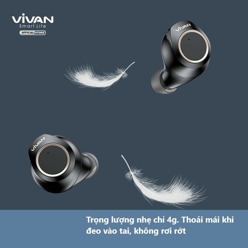 Tai Nghe Không Dây True Wireless VIVAN LIBERTY T100 Bluetooth 5.0 Cảm Ứng - Âm Thanh Sắc Nét - BẢO HÀNH 1 ĐỔI 1