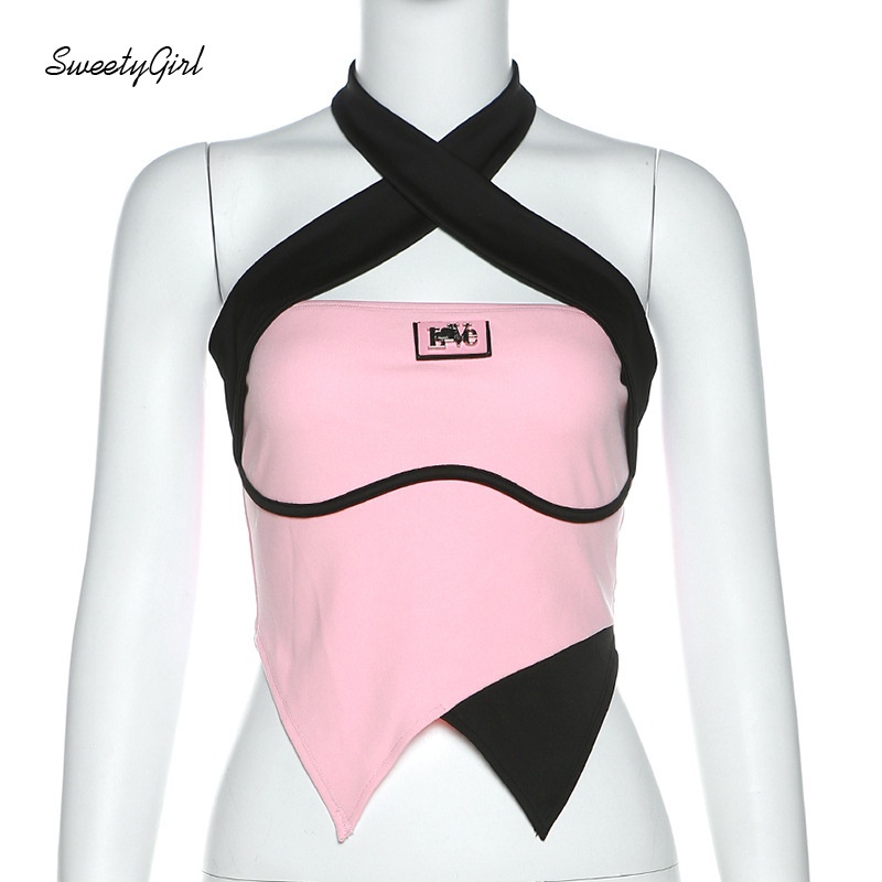 Áo Tank Top Hai Dây Màu Sắc Tương Phản 2022 Thời Trang Quyến Rũ Cho Nữ