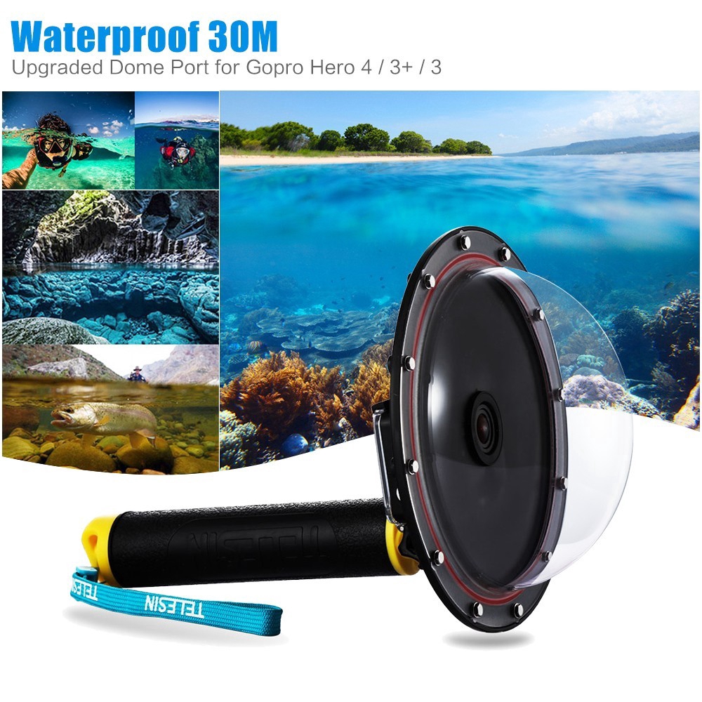 2019 chống thấm nước Phụ kiện Lặn Hood Dome + cầm tay Monopod bobber Floating Núi cho GOPRO Anh hùng 4 3 + 3 Mounts