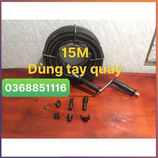 Dây thông cống 15M dạng lò xo dùng tay quay , thông tắc cống, thông bồn cầu, bồn rửa bát,.
