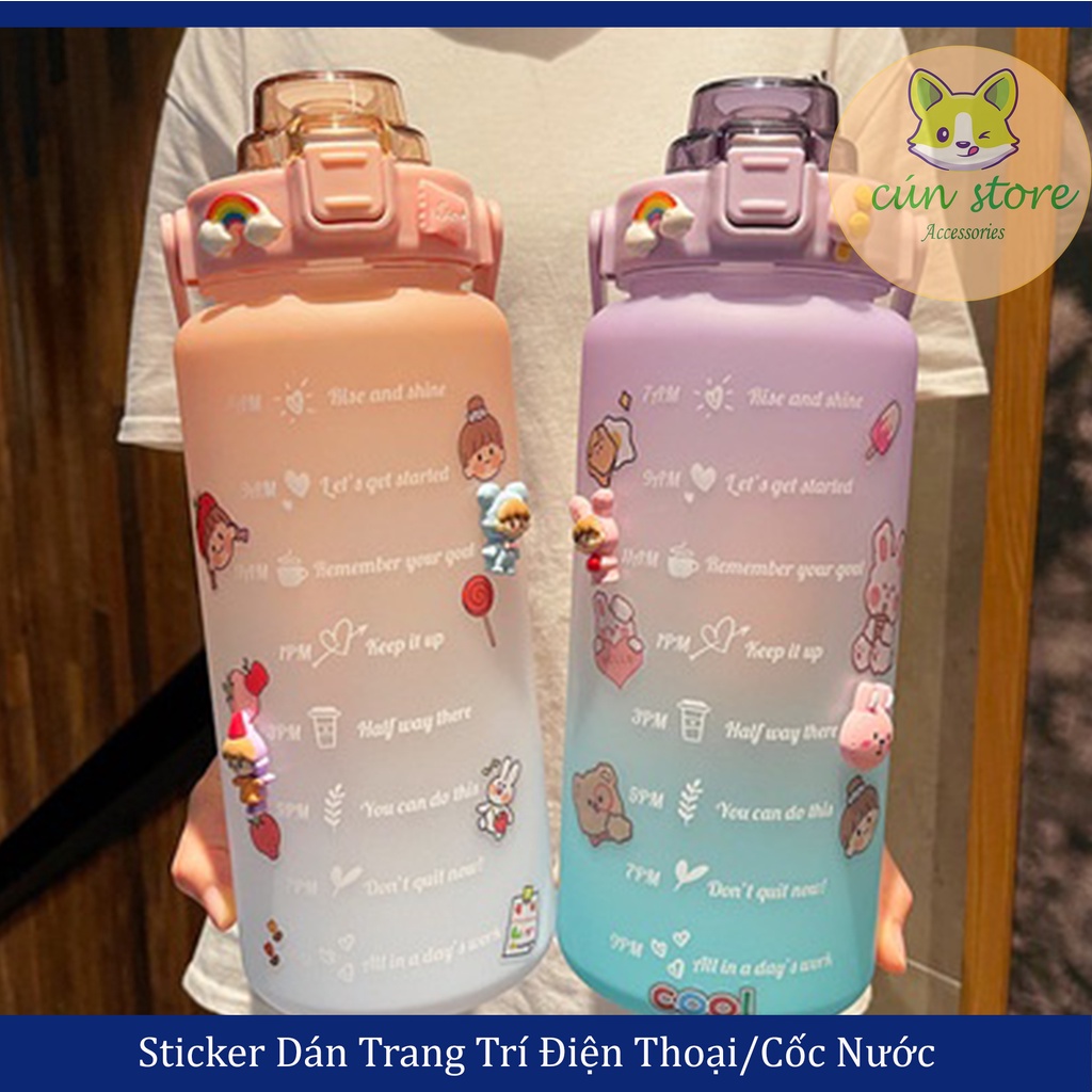 Sticker Dán Trang Trí Cốc Nước/Điện Thoại 3D Hình Hoạt Hình Dễ Thương