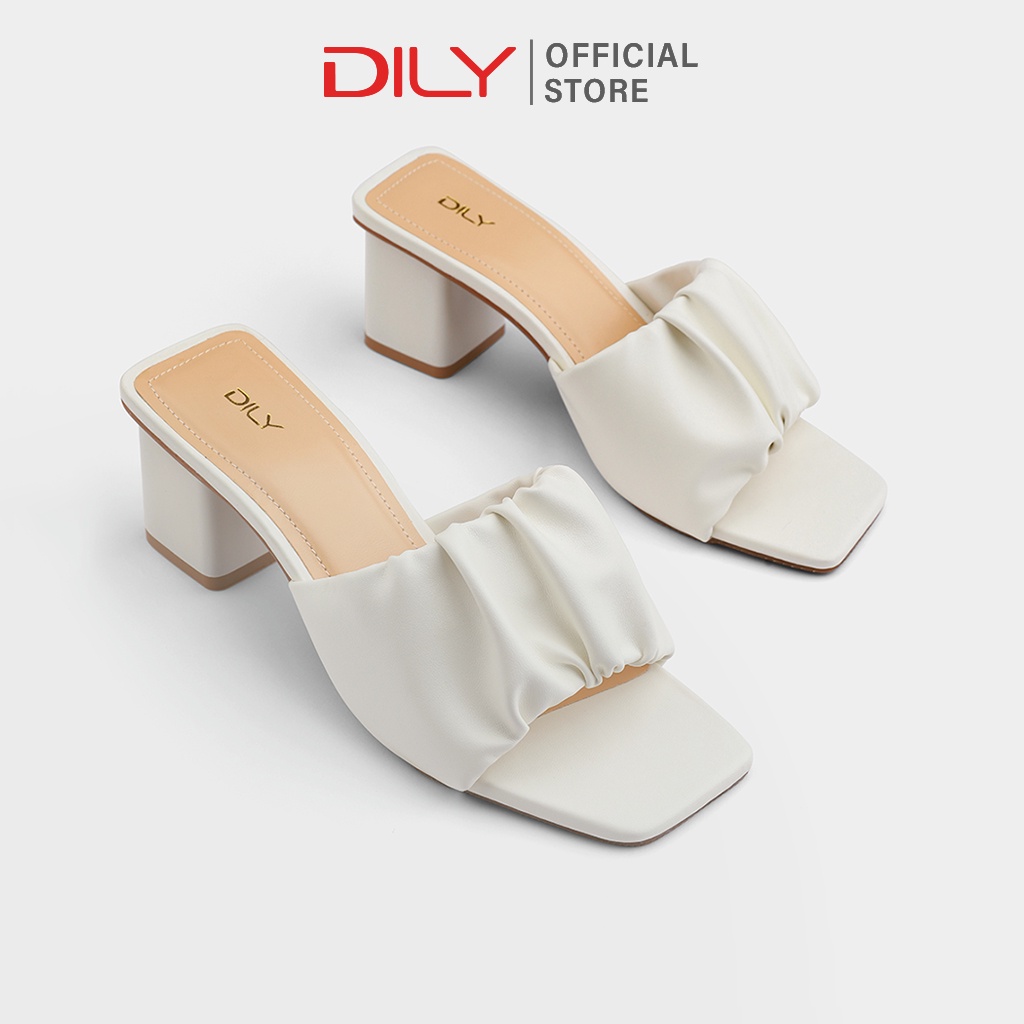 Dép guốc nữ DILY mũi vuông cao gót quai nhún êm chân cao 5cm_ AA0342