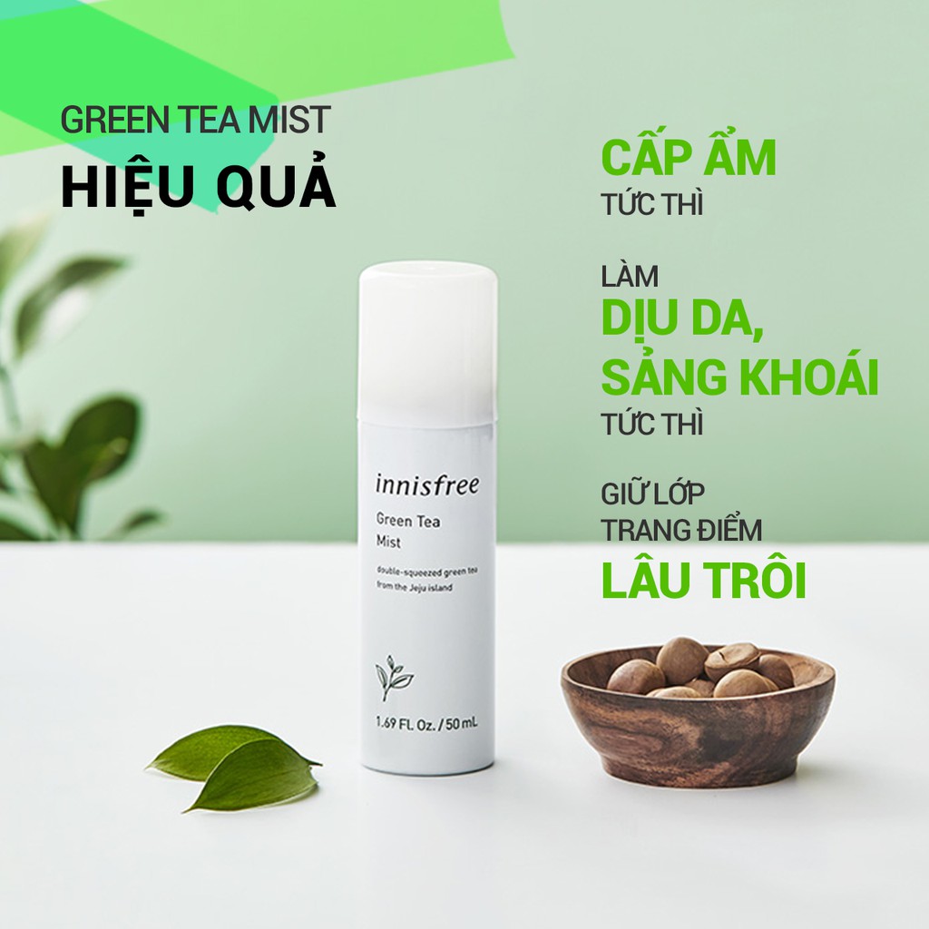 Xịt khoáng dưỡng ẩm innisfree Green Tea Mist 50ml