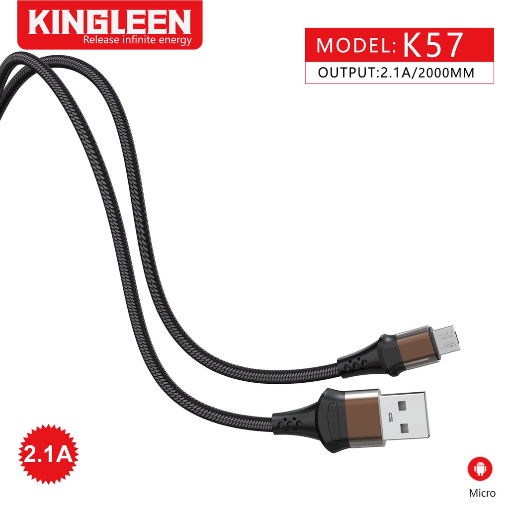 CÁP USB 2.0 -&gt; MICRO USB 2.1A 2M KINGLEEN K57