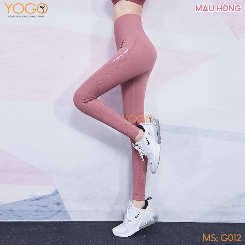 Quần tập gym yoga nữ dáng legging dài thể thao lưng cạp cao nâng mông tôn dáng chất dệt kim co giãn thoải mái YOGO G012