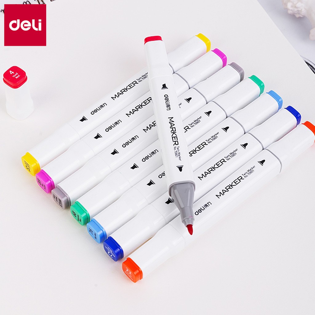 Bút màu marker hai đầu Deli - Bút dấu dòng - Màu vẽ cao cấp - 70801 #8