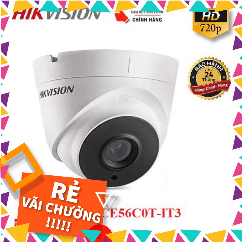 Camera  Hikvision DS-2CE56C0T-IT3 1.0 MP HD720P  - Hàng chính hãng 100% - C