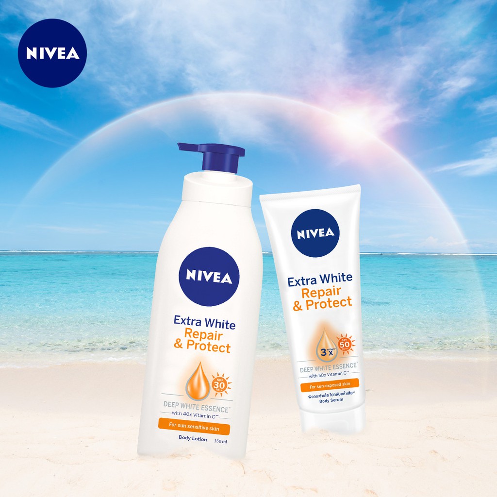 Sữa dưỡng trắng NIVEA Extra White Repair &amp; Protect SPF 30/ PA++ 350ml giúp phục hồi &amp; chống nắng