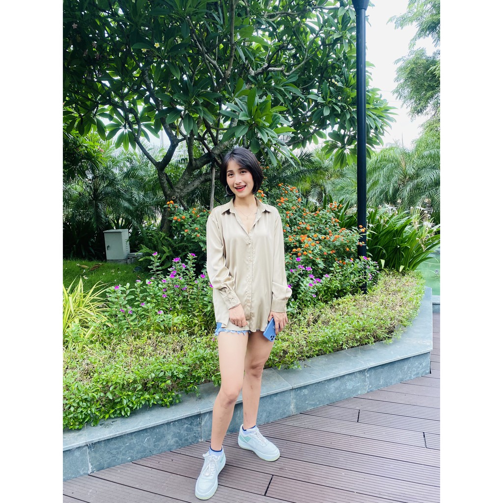 Áo Sơ Mi Nữ, Dài Tay Hàn Quốc Form Rộng Công Sở Chất Lụa Cao Cấp Mềm Mát Màu Sắc Hiện Đại :Trắng/Rêu/Nude Nâu/Xanh | BigBuy360 - bigbuy360.vn
