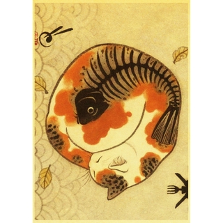 Áp Phích Dán Tường Trang Trí Hình Mèo Samurai