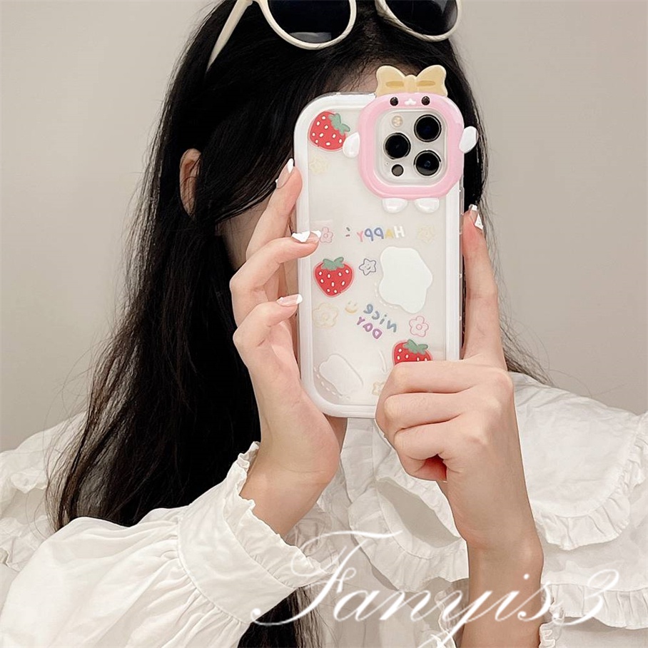 Ốp Điện Thoại Mềm Trong Suốt In Hình Trái Dâu Cho iPhone 14 13 12 11 Pro Max X XR Xs Max 8 7 6 6s Plus SE 2020