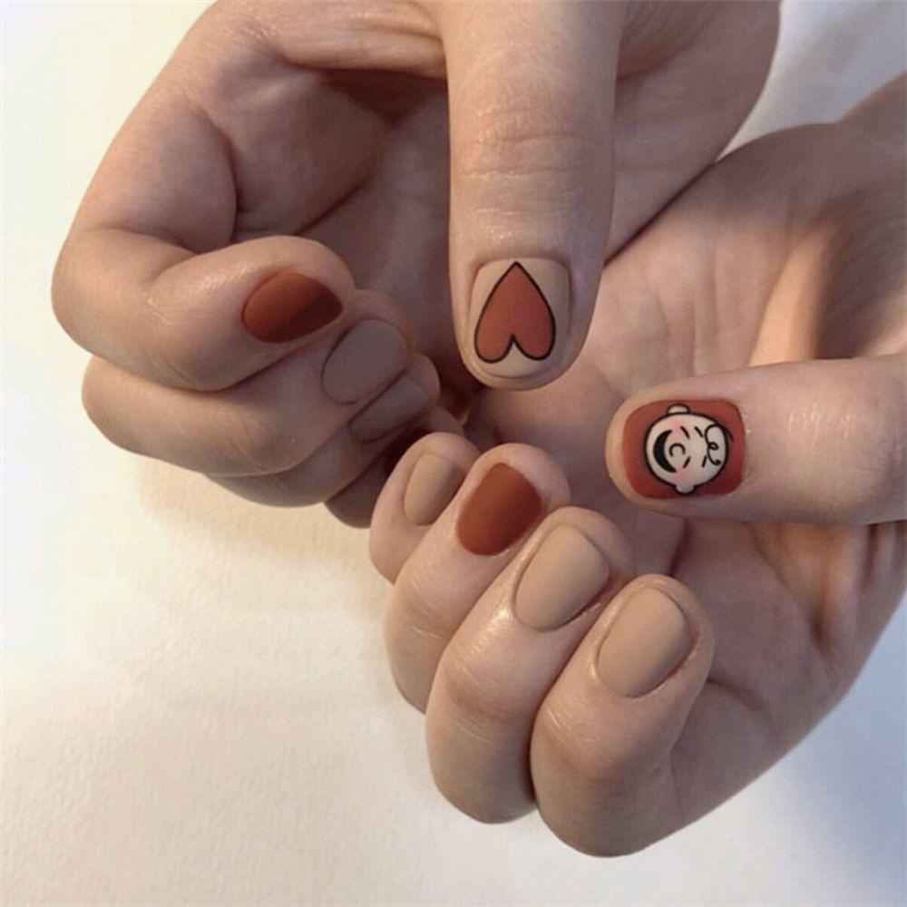 MIHAN1 Hộp 24 Móng Tay Giả Ngắn / Tròn / Vuông Che Phủ Toàn Diện Có Thể Tháo Rời