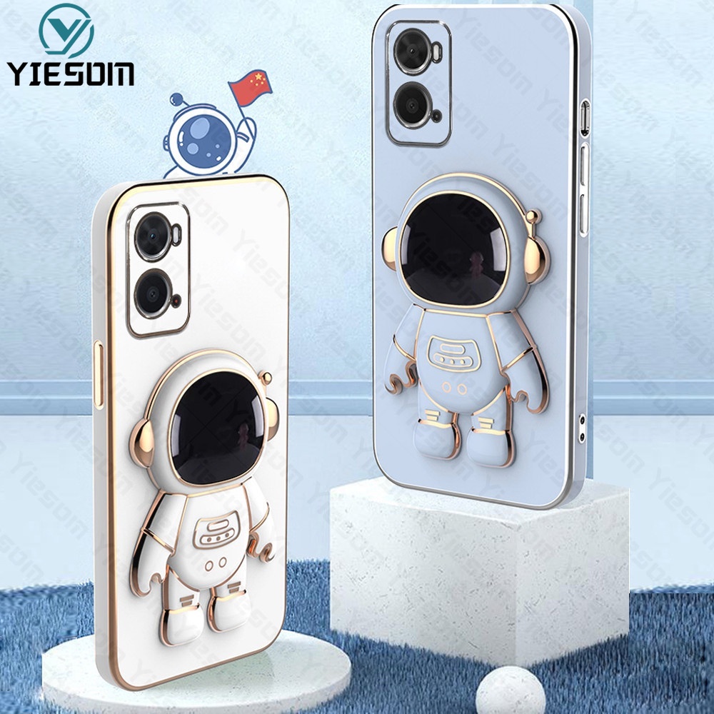 Ốp Điện Thoại Silicon Dẻo Mạ Viền Sang Trọng Kèm Giá Đỡ Cho OPPO A96 A76 A95 A74 A94 A93 A52 A92 4G 5G F17 F19 Pro