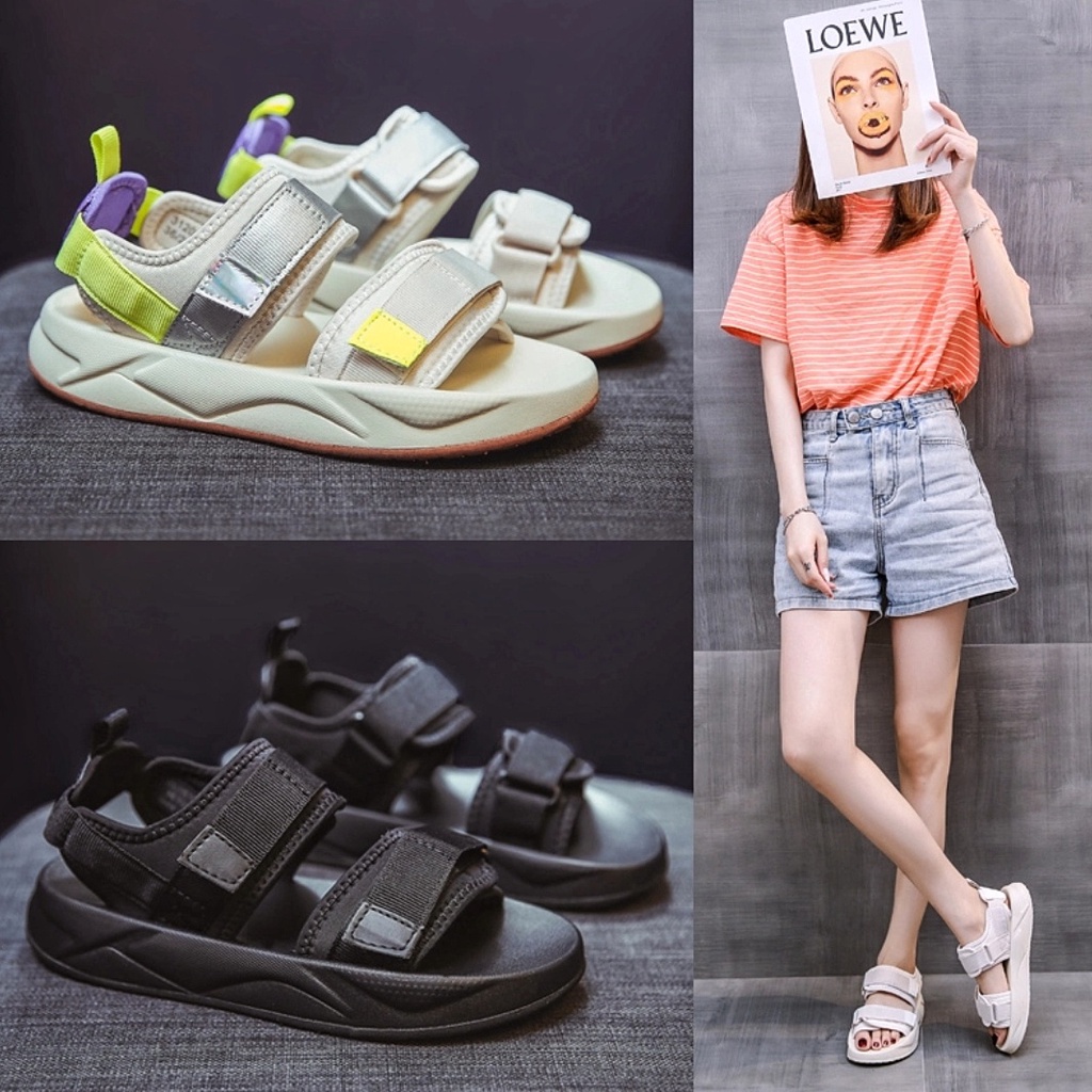 Dép sandal nữ JS012 quai ngang - Dép đi học đi chơi ulzzang