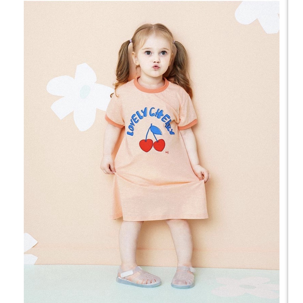 Váy cotton xước bé gái Lovely cherry Hej. HA2928