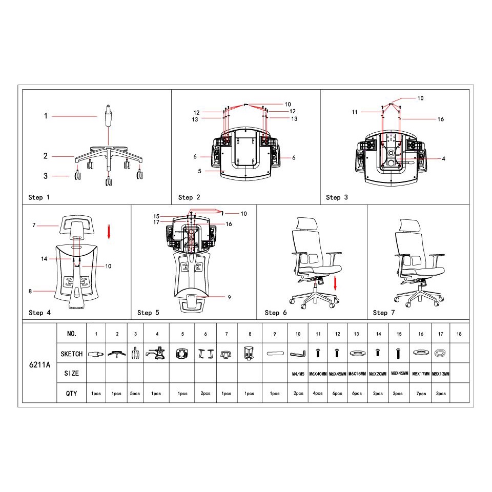 Ghế công thái học Ergonomic GOVI Felix F6211A - Tựa đầu, tựa tay điều chỉnh, mâm ghế ngả và khóa 3 vị trí