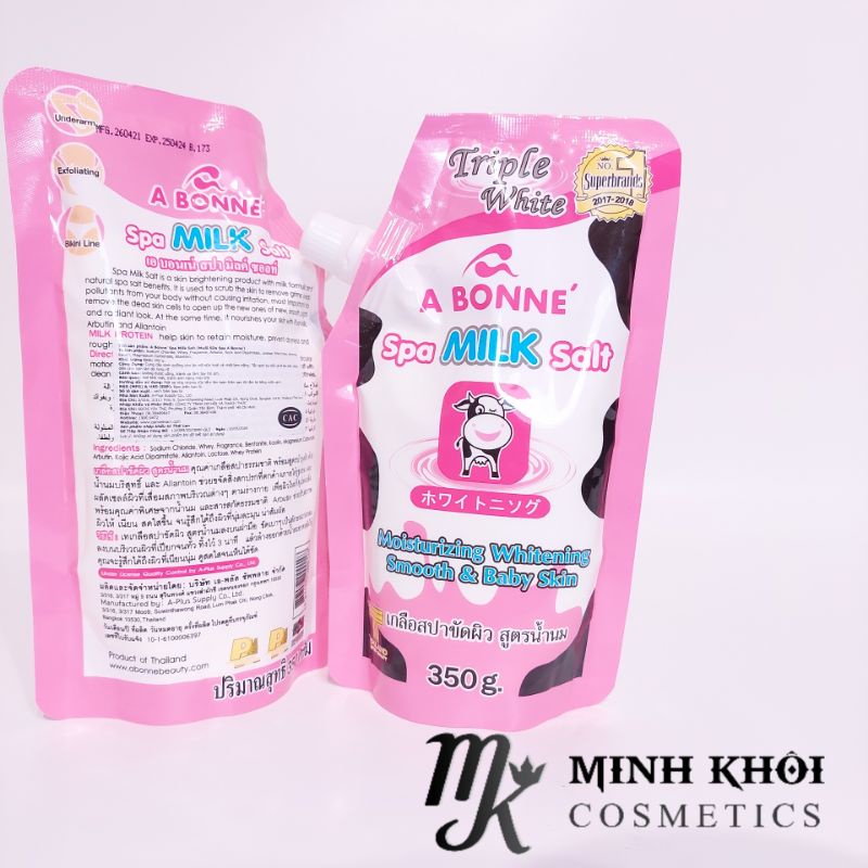 Muối tắm sữa bò tẩy tế bào chết A Bonne Spa Milk Salt 350g - có vòi (Chính Hãng)