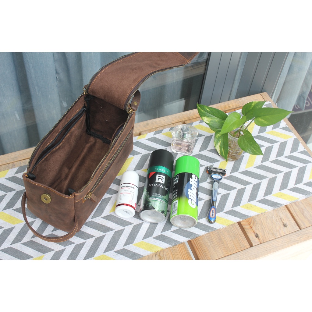 Túi Cá nhân - Túi da bò Sáp - Da Sáp ngựa điên - Thời trang Nam