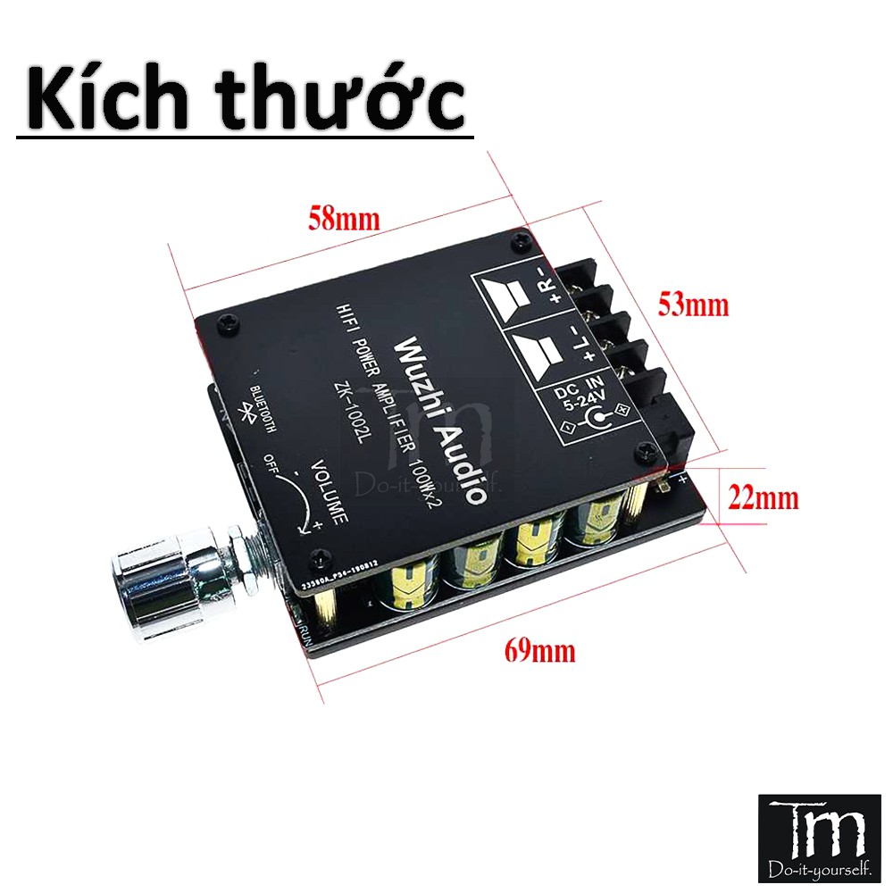 Mạch Khuếch Đại Âm Thanh Bluetooth 5.0 HIFI 2*100W (ZK-1002L)