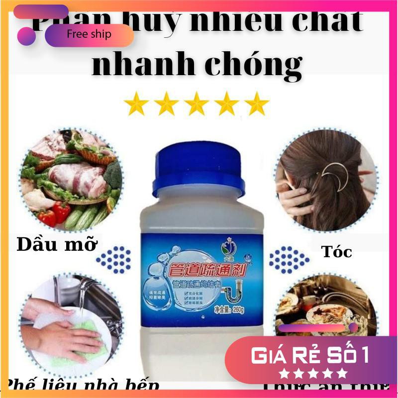 (Loại Mạnh) Bột thông tắc cống, Toilet, Bồn rửa bát, Chậu rửa mặt cực mạnh khử mùi hôi hiệu quả