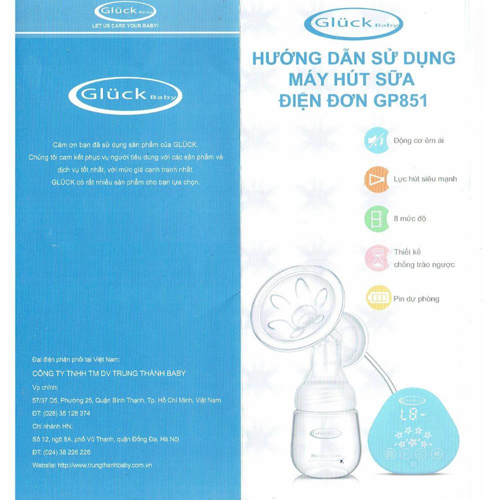 Máy hút sữa Gluck Baby cảm ứng pin sạc GP851