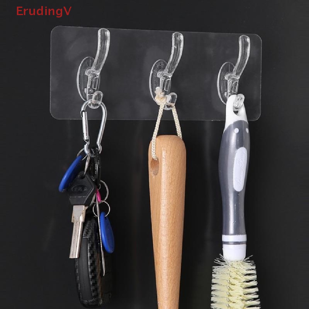 Móc Treo Đồ Dán Tường Bằng Nhựa Trong Suốt Không Cần Đóng Đinh Tiện Dụng Cho Nhà Bếp / Phòng Tắm