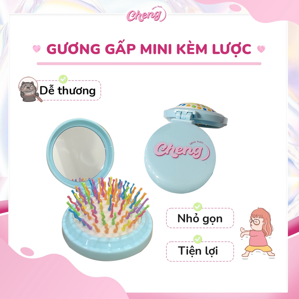 Gương Gấp Mini Kèm Lược Gỡ Rối Tóc Bỏ Túi | Chenglovehair, Chenglovehairs