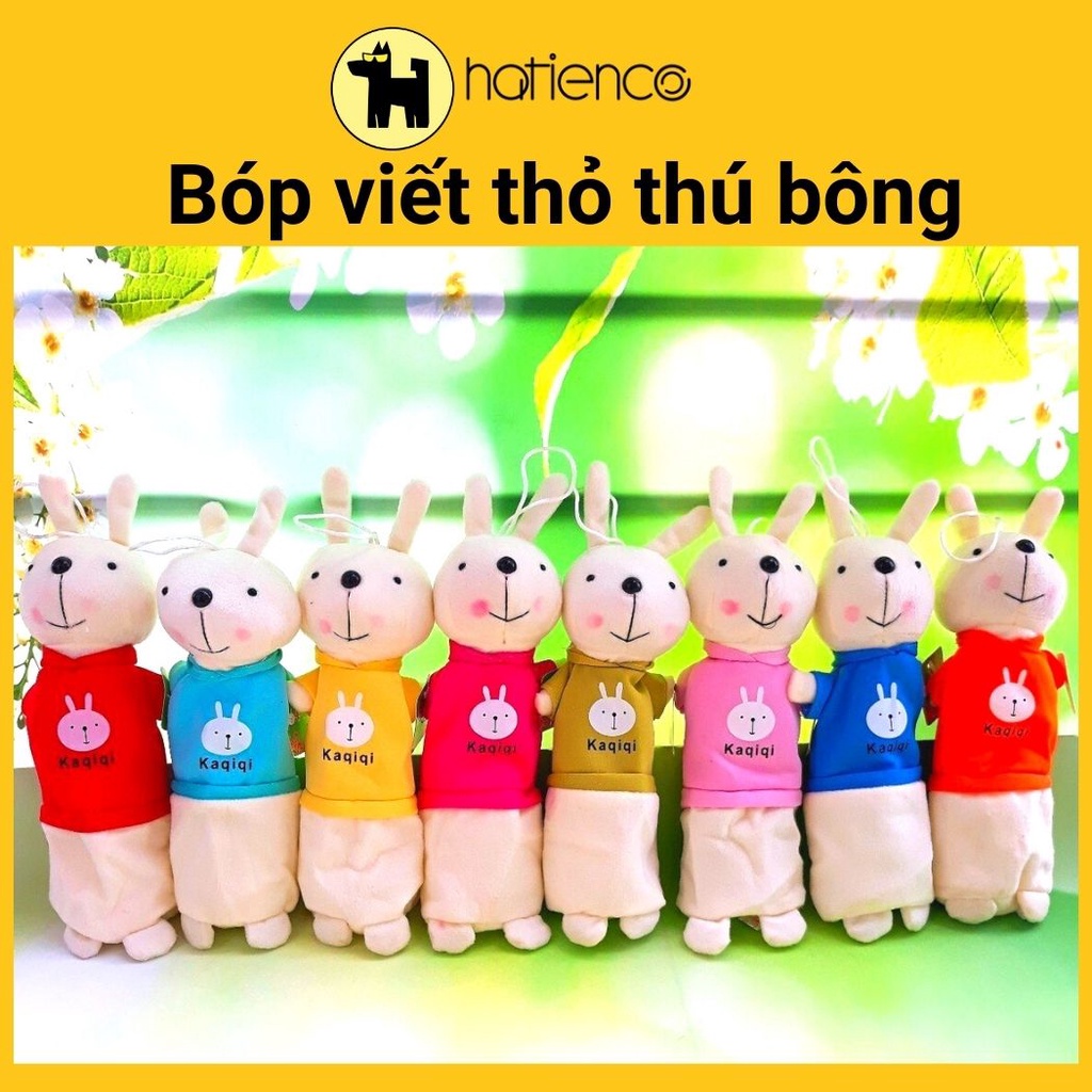 Bóp viết, hộp bút thỏ mặc áo thú bông dễ thương