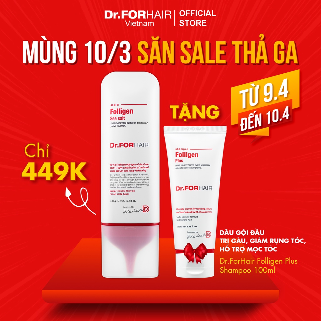 Muối tẩy tế bào chết, làm sạch da đầu Dr.FORHAIR Sea Salt Scaler 300g