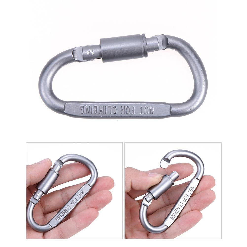 Combo 2 móc đa năng móc khóa nhôm đi phượt carabiner chữ D khoá xoay 8cm Chammart