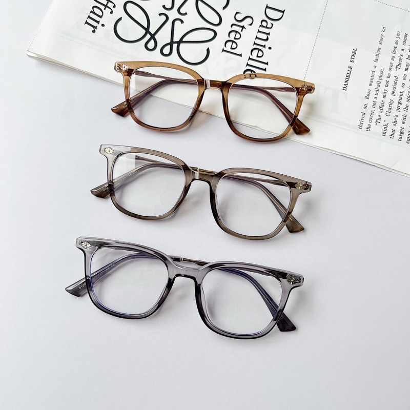 Gọng kính Chrome H nhựa dẽo form vuông cho nam và nữ