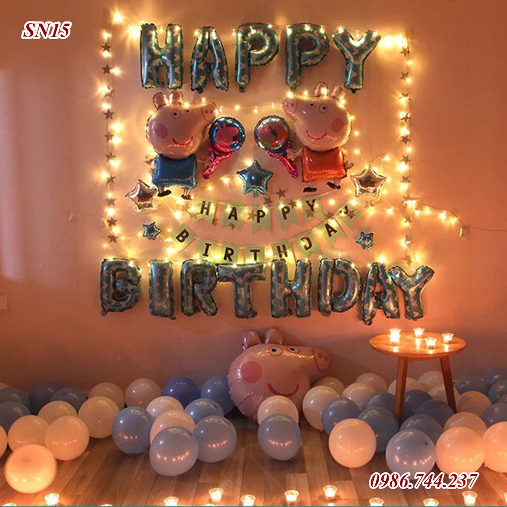 Set Bóng Happy Birthday Cho Bé Tuổi Heo Nhiều Mẫu