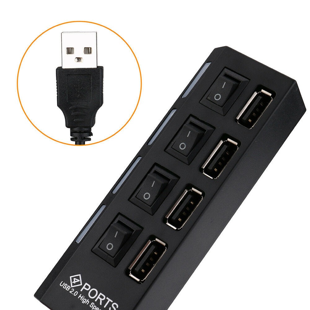 Adapter nguồn 4 cổng USB 2.0 tốc độ cao có công tắc ON/OFF cho máy tính / Laptop V13