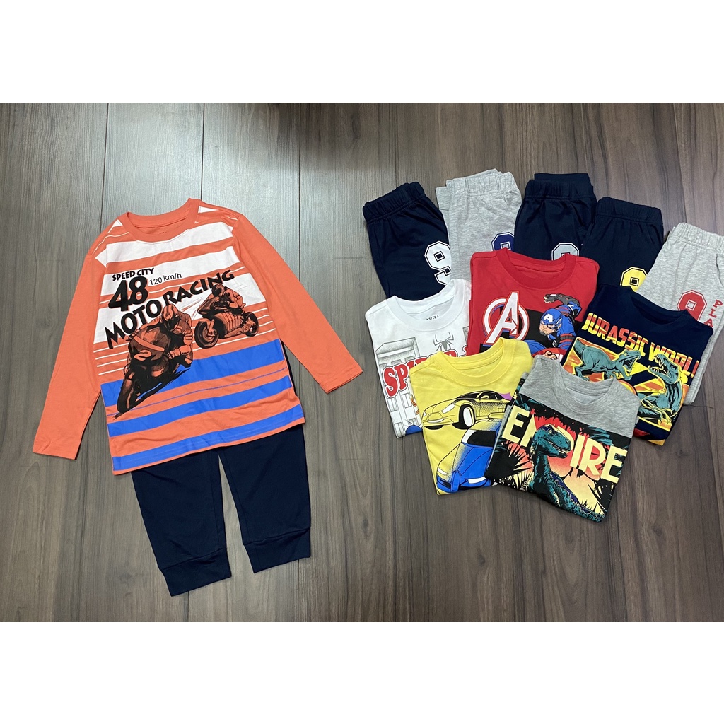 Bộ cotton dài tay place in hình cho bé trai dòng đại