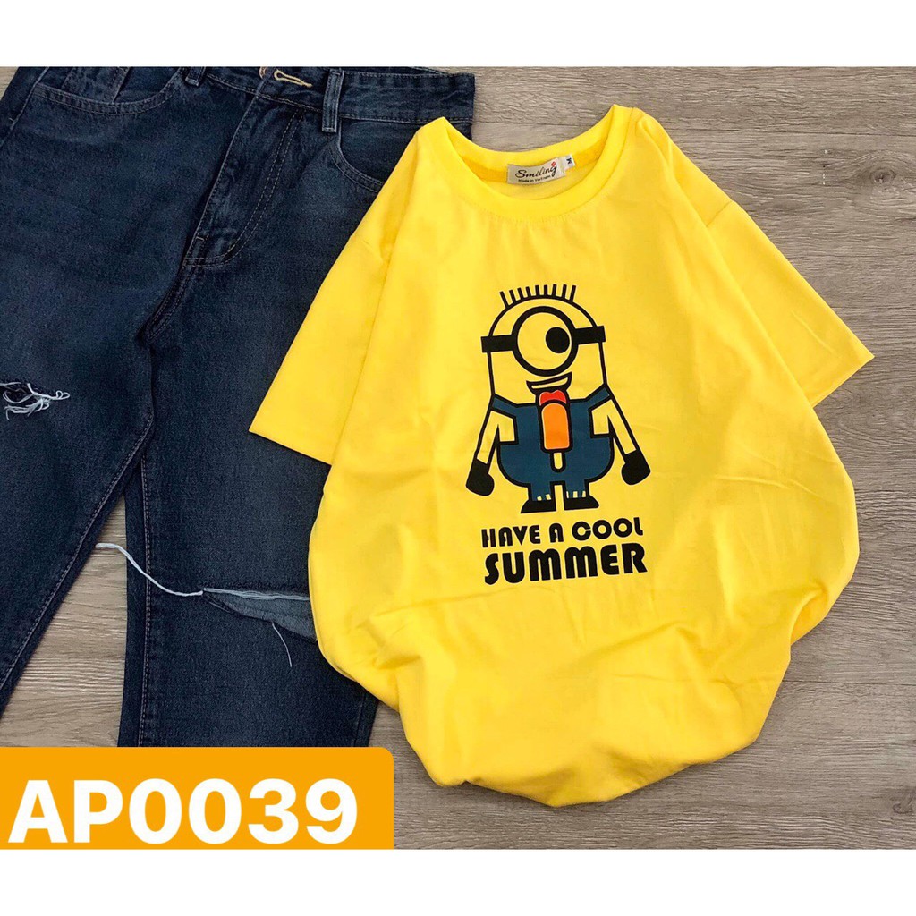 Áo thun tay lỡ Minion Vàng-From rộng Unisex-áo phông tay lỡ