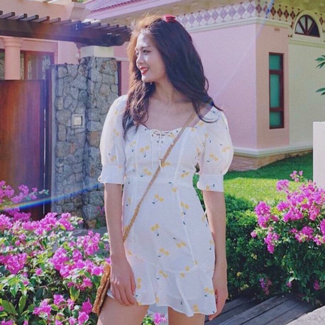 Đầm cherry vàng nghệ (KÈM HÌNH THẬT)