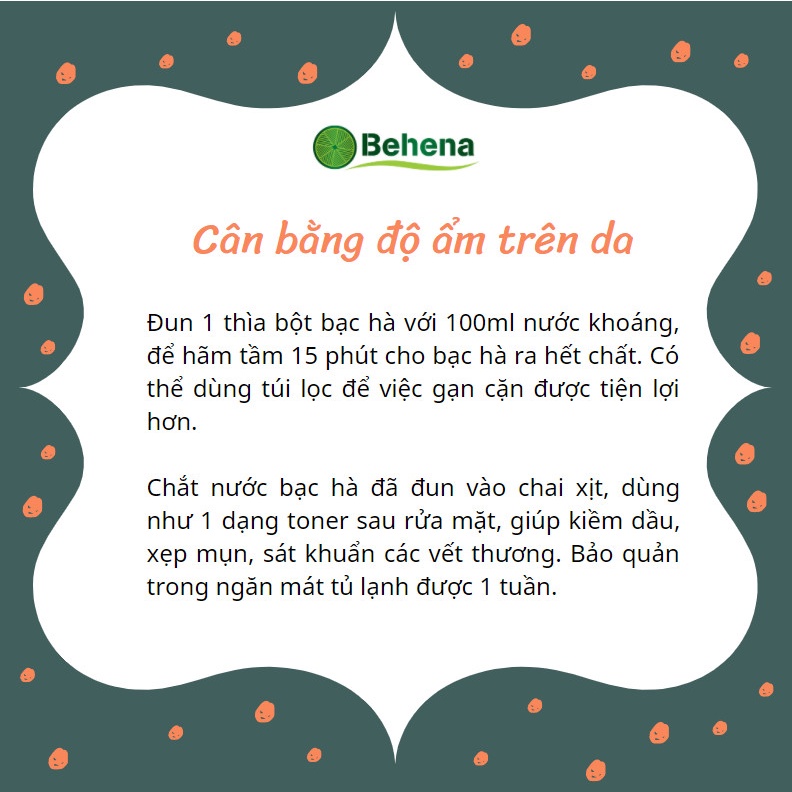 Bột bạc hà nguyên chất Behena (Hộp 50g) - Đắp mặt nạ giảm mụn, hôi miệng