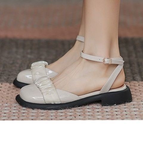 Giày Sandal Da Bóng Đế Dày Thời Trang Cho Nữ