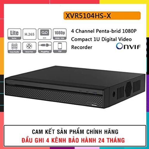 [MẪU MỚI] Đầu Ghi Camera 4 Kênh Dahua XVR5104HS-X Hỗ Trợ Thu Âm Thanh